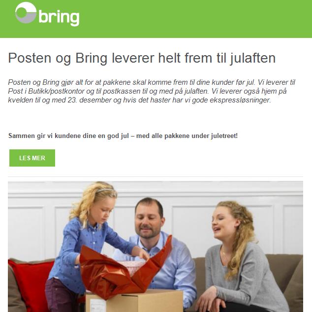 desember Til postkassen, postkontor og Post-i-butikk leverer vi til og med julaften Gode ekspressløsninger om det