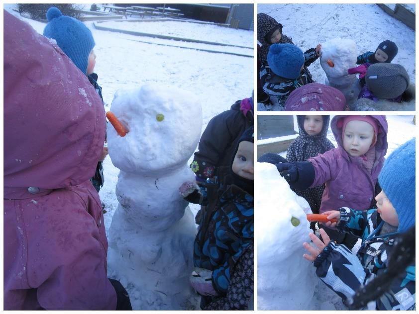 Barna får brukt seg kroppslig ute i snøen, det er ganske tungt å gå opp bakken med akebrett på slep. Men det mest utfordrende er å få vanter på de små hendene.