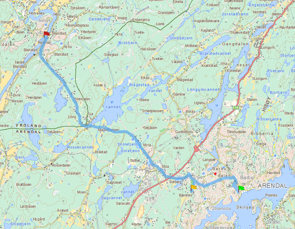 Libru-Blakstad= 4 km Stoa-Libru= ca.