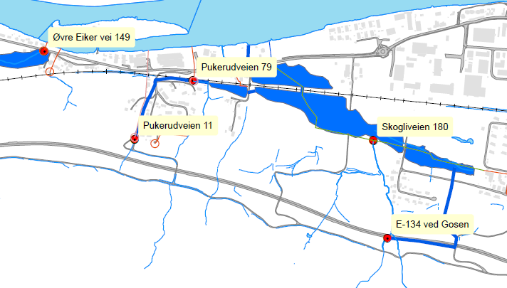 180 eller E134 ved Gosen tilstoppes (se Figur 14). Dette gjør det nødvendig med en flomsikker tunnelmunning.