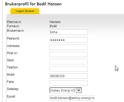 Legg inn nytt passord (minimum 6 tegn- og helst kombinasjon tall og bokstaver).