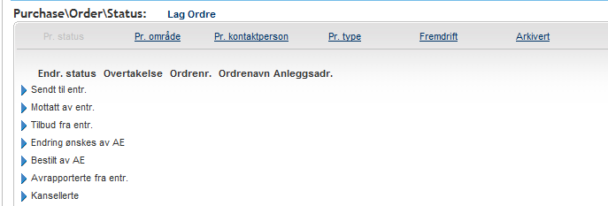 Her ligger alle nye hendelser (oppdrag med ny status, endringsmeldinger mm) inne i en innboks.