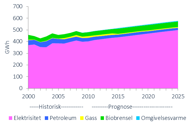 UTVIKLINGSTREKK ENERGIFORBRUK I årets utredning presenteres kun oppdaterte tall for elektrisitet og fjernvarme. Dette er fordi det ikke finnes statistikk for øvrige energibærere fra årene etter 2009.