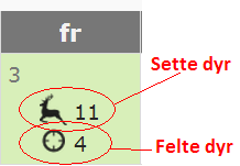 Til høgre får ein fram namn og telefonnummer til jaktleiar på jaktfeltet og valdsansvarleg.