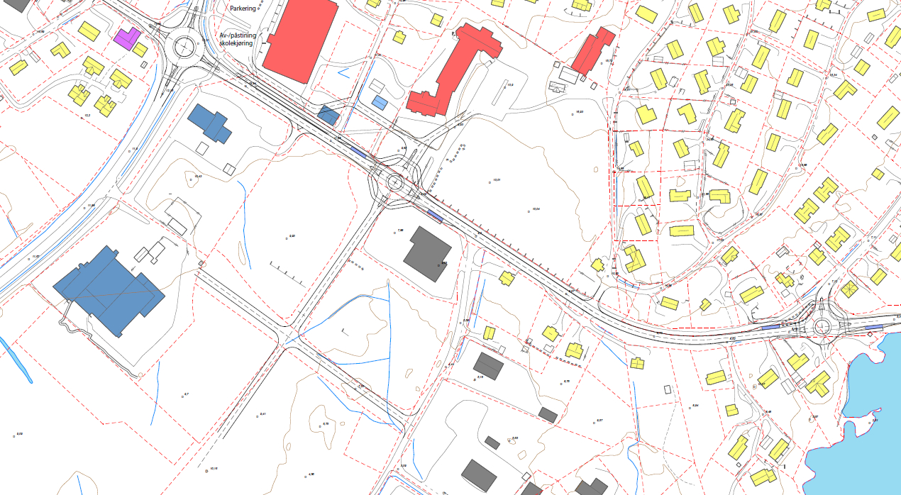 Handels- og trafikkanalyse 50 Figur 4-21: Planskisse av ny Fv 815 og veisystem på Leknessletta, etappeløsning 4.3.