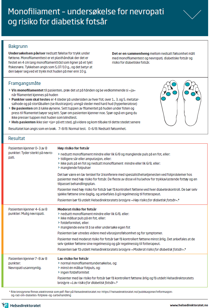 Last ned informasjonsskriv: Monofilament - undersøkelse for nevropati og risiko for diabetisk