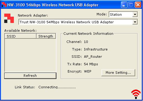 Hvis ikonet Trådløs nullkonfigurasjon (Wireless Zero Configuration) vises: Klikk på Ja (Yes). 7 Windows XP trådløs nettverksadministrasjon (Trådløs nullkonfigurasjon) vil bli deaktivert.