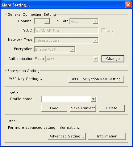 3 3 4 6. Velg Nøkkellengde (Key Length).. Velg Standardnøkkel-ID (Default Key ID). 3. Velg Nøkkelformat (Key Format). 4. Angi WEP-krypteringskoden. 5. Klikk på Utfør (Apply). 6. Lukk vinduet.