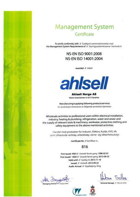 Kvalitets- og miljøarbeidet er godt integrert i Ahlsells daglige arbeid.