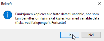 Faste lønnsdata som skal være med på feriepengekjøringen Ofte ligger en del faste lønnsdata som skal være med på lønnskjøringen sammen med feriepengene.