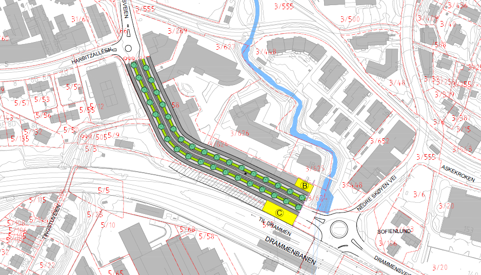 Skøyen stasjon plassering av utganger, tosidig bebyggelse i Hoffsvn Plan- og Bygningsetaten ønsker to alternativer på