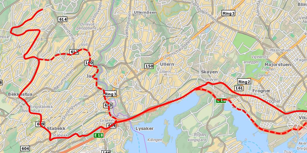 Kortere trasé ekspresslinjer i rushtid -? Ekspresslinjene stanset på de holdeplassene hvor 70% gikk på i Bærum, og der hvor 70% gikk av i Oslo.