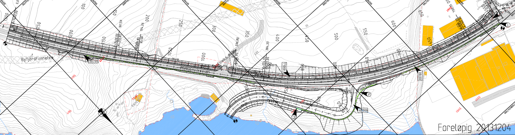 E39 ROGFAST, PLANBESKRIVELSE MEKJARVIK SØR 51 6.5 Teknisk infrastruktur 6.5.1 Veg Figur 6-2 Illustrasjon av ny atkomstveg inn til planlagt industriområde.