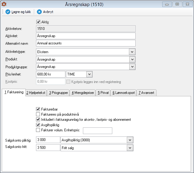 PowerOffice Faktura 195 I kundekortet må det gjøres innstillinger via fane Fastpris.