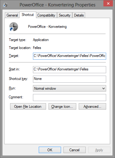 38 En filsti kan da se noe slik ut: C:\Programfiler\PowerOffice\Poweroffice.exe dbinfop: \programmer\dbinfo.