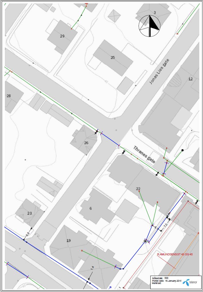 Tegnforklaring til kart fra Telenor (NIMS): Utsnitt fra