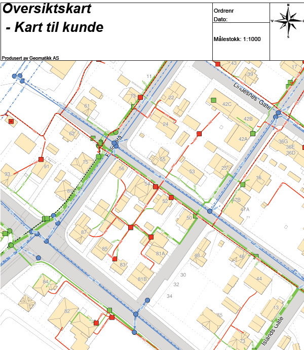 Tegnforklaring kart fra GeoWeb produsert av Geomatikk: Karteksempel Objekttype Trasé Status Trasé