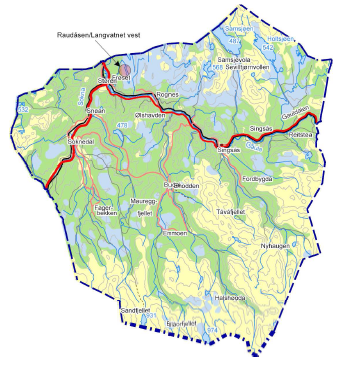Bakgrunn Fig. 1: Oversiktskart Langvatnet ligger ca. 3,5 km. nordøst for Støren. Planområdet er på 3540 daa.