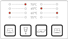 5. Betjening 5.3 Kontrollpanelets funksjoner Kontrollpanelet ved siden av standby-bryteren (8) består av et folietastatur med trykknapper, lamper og et display med én enkelt linje.