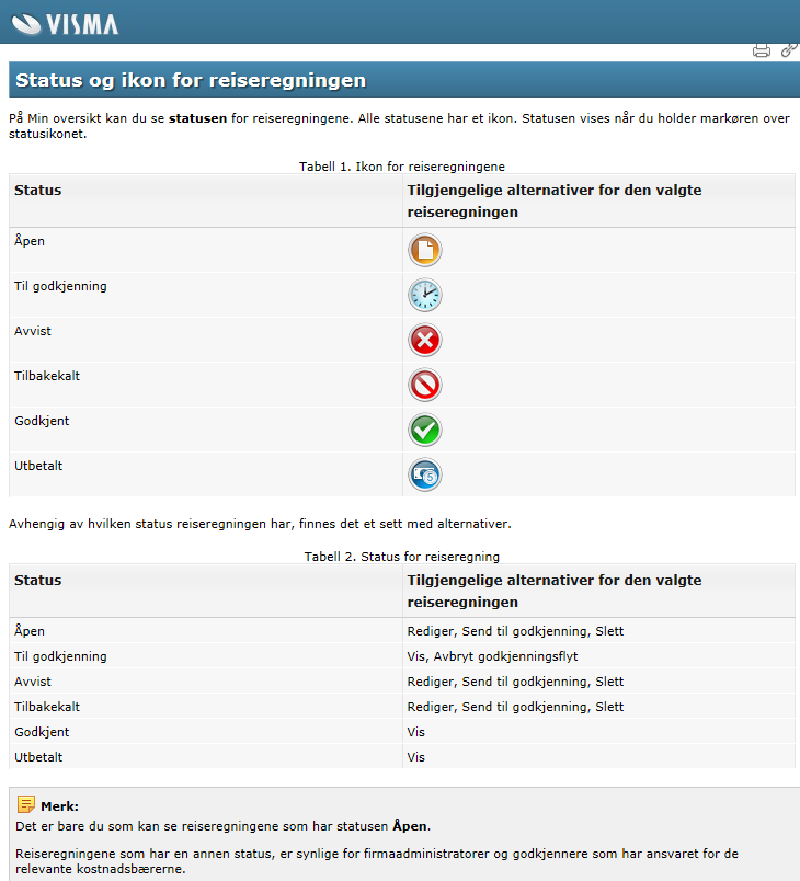 5.0 STATUS REISEREGNING I oversiktsbildet kan du se hvor i systemet