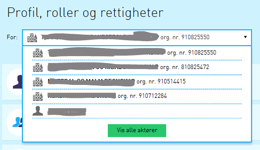 3. TILDELE ENKELTRETTIGHET Beskriver her trinn for trinn for hvordan en kan opprette enkeltrettigheter for en person til en gitt tjeneste. Når du er logget inn kommer du til dette skjermbildet. 1.