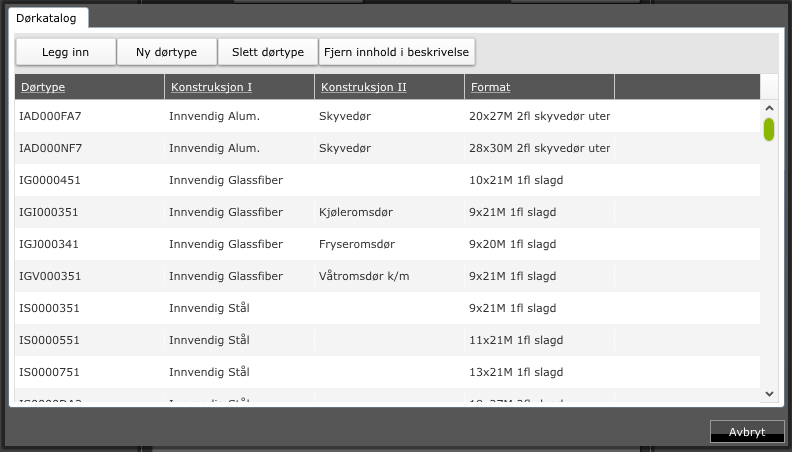 Dørkatalog Henting av dørkatalog: Via knapperader: Via grid en: Stå i