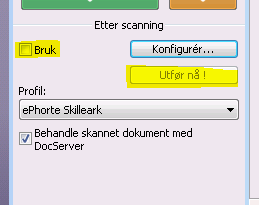 Med manuell redigering: Ønsker man å se over og eventuelt redigere noen sider i dokumentet før det sendes videre til DocServer og eksportkatalogen så fjerner man haken fra bruk.