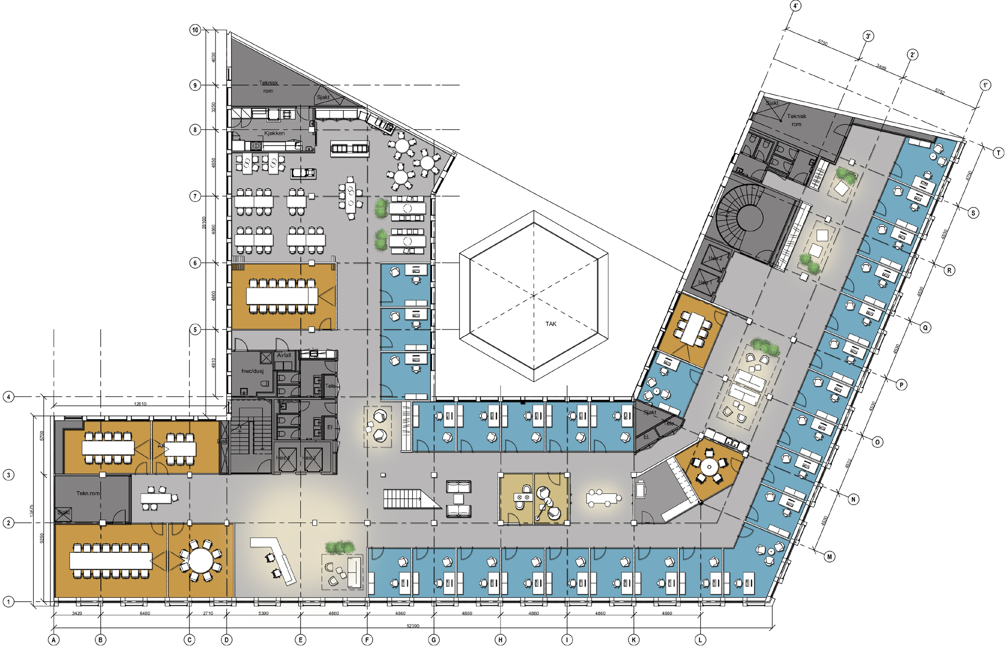 Etasjeplan 3.3. etasje Etasje CA 1620 M 2 B TA ca. 1620 m2 BTA. 12 13 Arbeidsplasser 28 ARB.