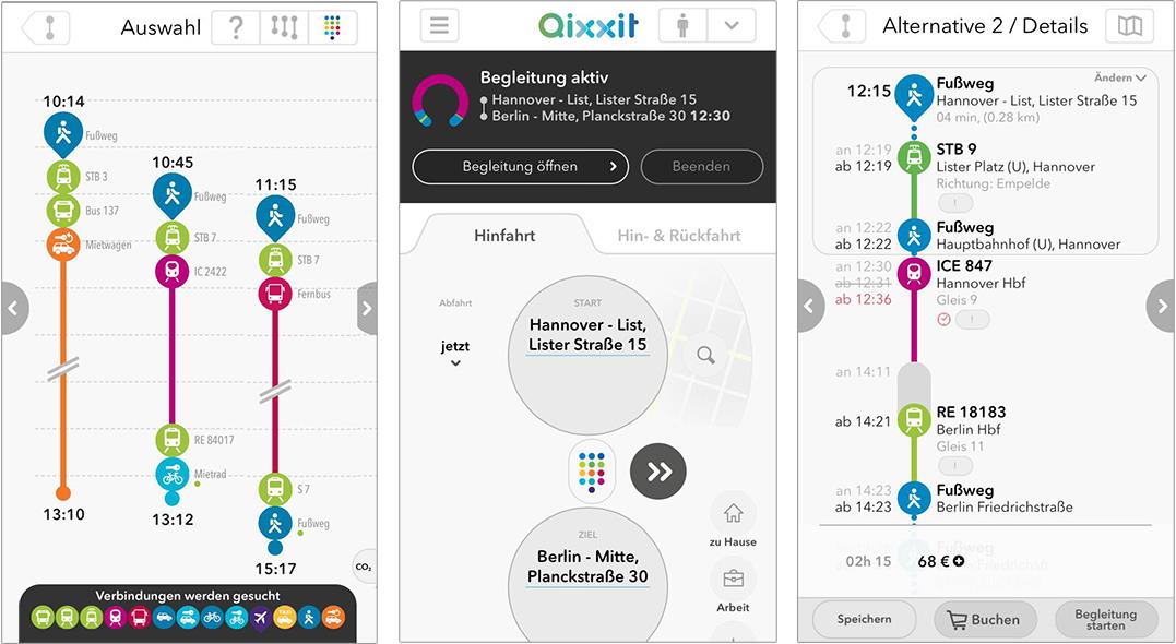 Qixxit Kombinerer 14 ulike transportformer (gange, sykkel, bil, trikk, tog, båt, fly mm.