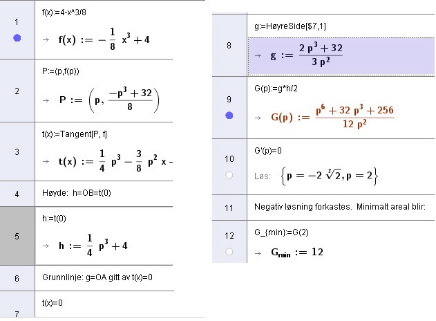 Oppgave 10 Se oppgave 4.35 i læreboken i R1: Funksjonen h er gitt ved h x x 3 2x k, der k. Grafen til h x har en tangent med ligning y x 5. a) Bruk CAS til å bestemme mulige verdier av k.