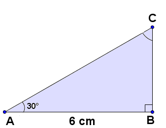 38 Vi har da funnet at AC = 4 cm og at AB = 6.9 cm. Eksempel 123 : Finn de ukjente sidene i trekanten nedenfor. Vinkel C må være lik 60, så dette er en 30-60-90-trekant.