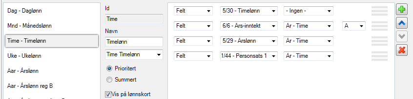 Satser - Prioritert Årslønn Vi oppretter satser under menypunkt Ajourhold faste opplysninger Satser med en ID som nøkkel.