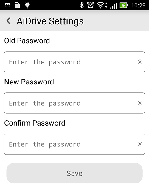 Åpne AiDrive-startskjermen, og sveip fra venstre for å vise app-menyen. 2. Trykk AiDrive Settings (AiDrive-innstillinger). 3.