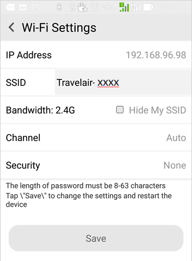 Tildele et unikt SSID og passord til Travelair AC Du kan endre standard SSID og passord på Travelair AC. Slik tildeler du et unikt SSID til Travelair AC: 1.