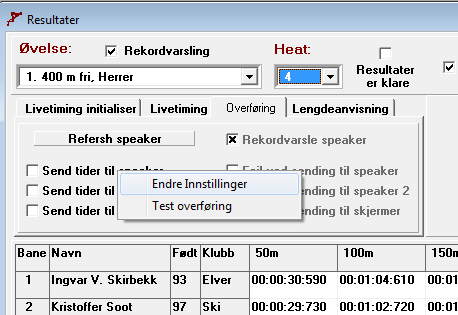 JechSoft Speaker JechSoft Speaker er et program som kan benyttes av speakeren på svømmestevner for hurtig å ha tilgang til oppdaterte opplysninger.