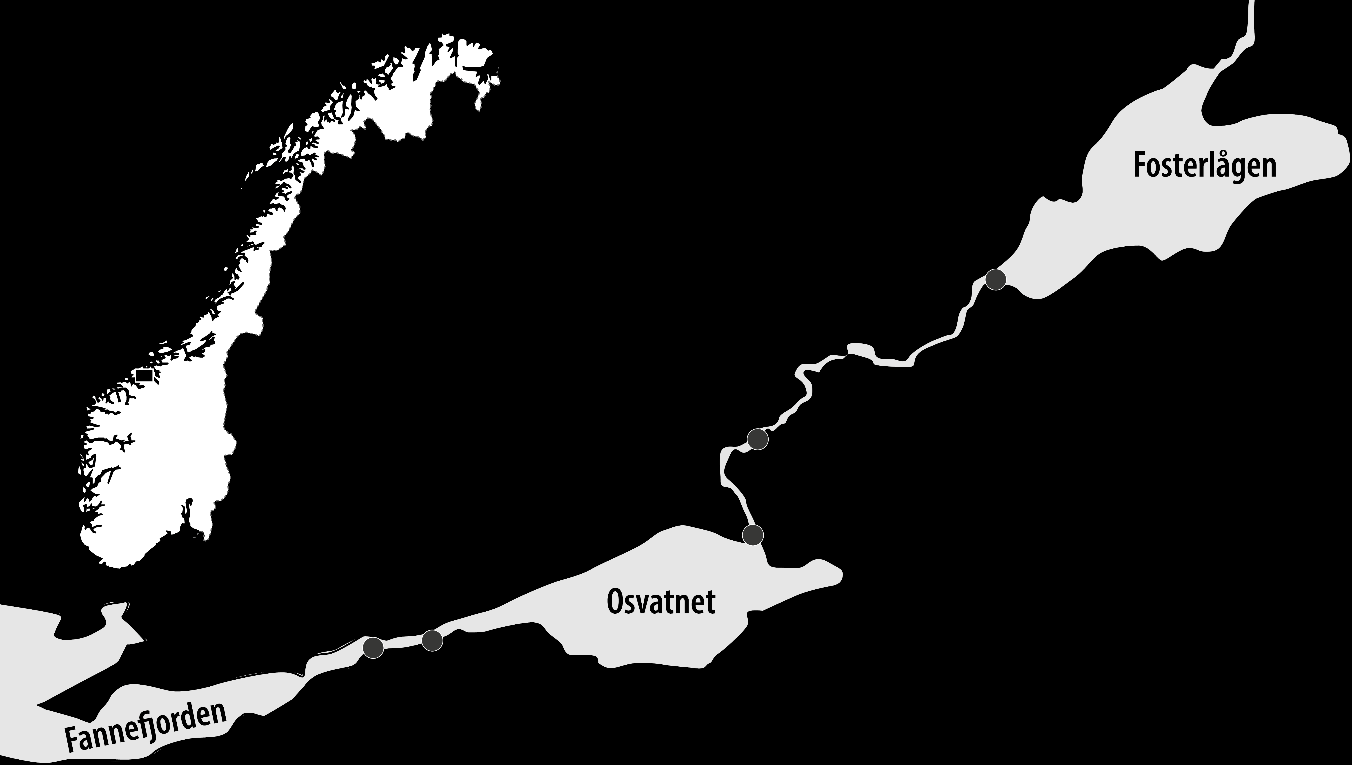 2 Områdebeskrivelse Osenvassdraget er et middels stort laksevassdrag som ligger innerst i Fannefjorden i Møre og Romsdal fylke (utløp ved UTM33 N: 6983122.688, Ø: 128748.688) (Figur 1).