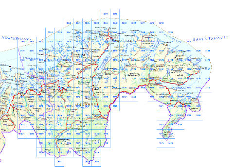 Figur 4 Inndeling av 20 km x 20 km rutene i UTM sone 35 5.2.1.2 Fargedybde TIFF-filene har 24 bits fargeoppløsning som gir opp til 16 millioner farger. 5.2.1.3 Oppløsning Horisontal og vertikal oppløsning er 508 dpi (dots pr inch).