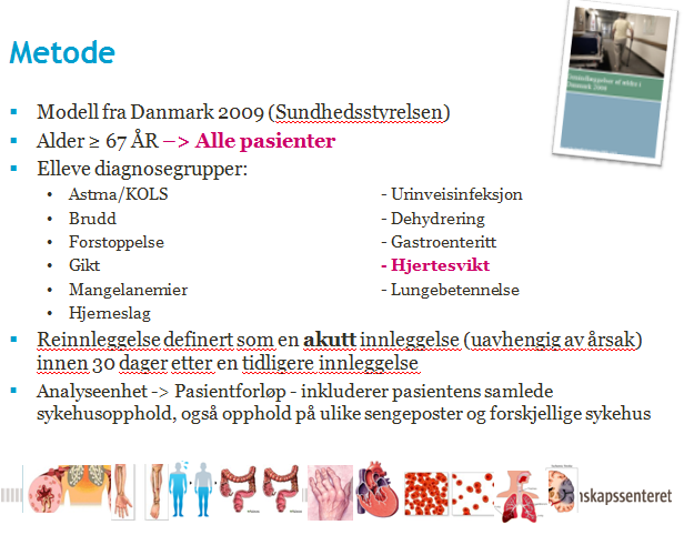 APPENDIX 3. METODE Datainnsamling I bildet under omtales metoden som Sundhetsstyrelsen i Danmark benyttet ved innsamling av data for å kartlegge reinnleggelser for diverse diagnosegrupper (25).