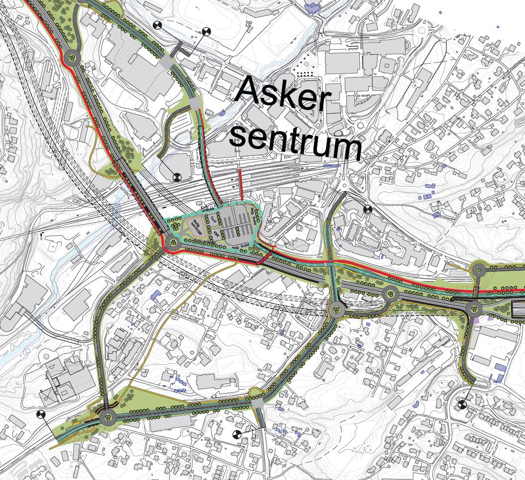 Parsell 3: Røykenveien Alt 3A: med kollektivfelt langs dagens trasé + Ivaretar