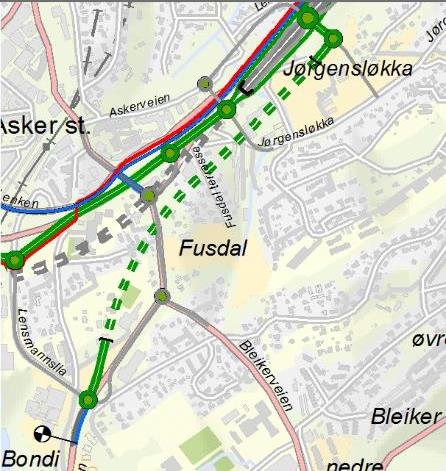 Røykenveien, løsningsvurdering i kdp Asker sentrum Alt 3A Fusdal/
