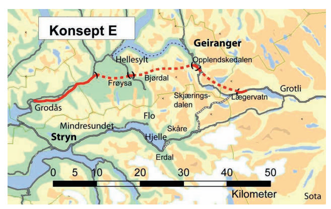 Konsept B3 Ospelitunnelen Lægervatn Nye tunnelar parallelt med dagens tunnelar, men samanhangande tunnel forbi Grasdalen. Dagens tunnelar vil kunne nyttast som redningstunnelar gjennom tverrslag, evt.