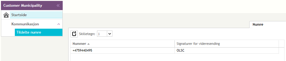 Oversikt over tildelte numre Kunden (kommunen) kan være tildelt flere mobilnumre til bruk for kommunikasjon. Dette kan være aktuelt om kunden ønsker å skille de forskjellige enhetene, f.