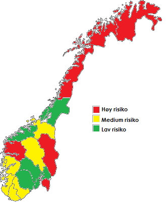gjennomsnittet. Øst-Norge ligger på samme gjennomsnittlig risikofaktor som landsgjennomsnittet, sier Anders Skar.