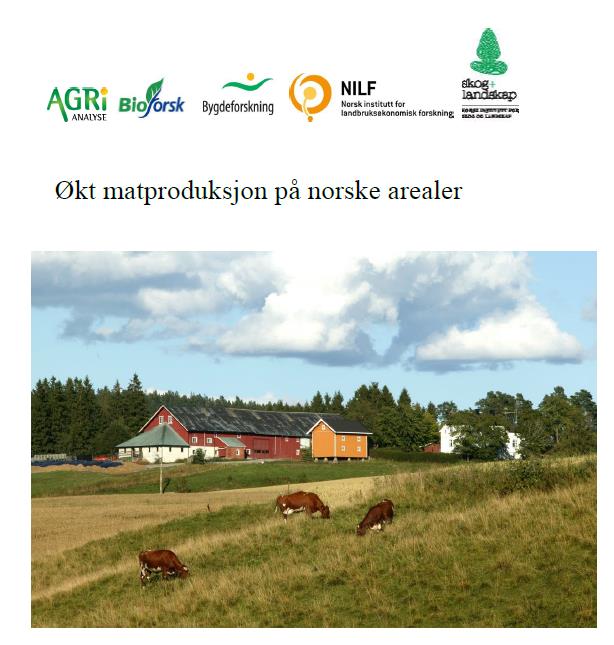 Selvforsyningsgrad av mat i Norge - hva kan vi dyrke på hvilke arealer? (Agri Analyse m.fl., 2014) Jordbruksarealet: 3 % av totalt landareal (9 982 km 2 ) Hva begrenser: - Klima - Jordsmonn Pr.