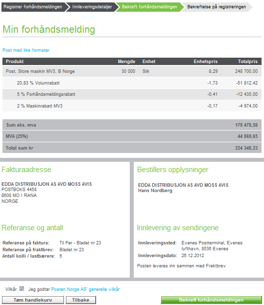 Sjekk at dine registrerte opplysninger er korrekte og bekreft Her ser du priser og rabatter. Evt.