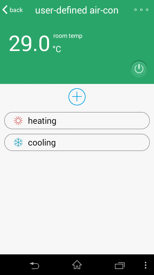 Hvis BroadLink ikke gjenkjenner din varmepumpe model, så hoppet den direkte videre til User-defined air con. Nå må du lære enheten hvilke kommandoer termalou. du har mulighet til å bruke.