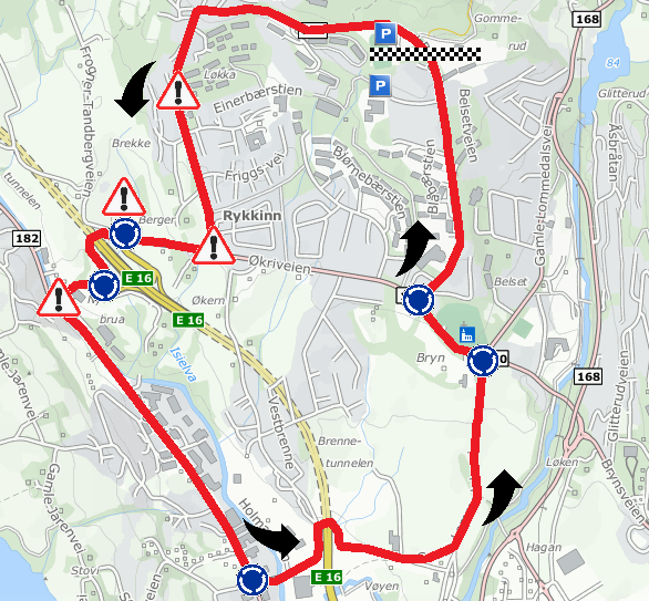 Løypekart og etappeinformasjon søndag 21. sept. 2. etappe fellesstart (rundløype) Rykkinn Skui Vøyenenga Rykkinn Start: Start/mål er ved Gommerud-banen på Rykkinn for samtlige klasser.