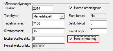 4. Bestilling av Elektroniske skattekort: Behandling - Elektroniske skattekort Send forespørsel For å bestille elektroniske skattekort, velger man Send forespørsel, i tillegg velger man for hvilket