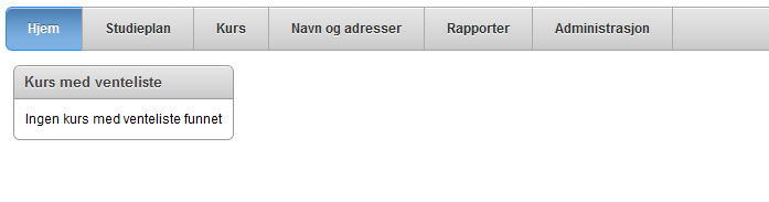 Du lagrer og kommer du til din startside Hjem i KursAdmin. Senere vil siden inneholde aktuelle gjøremål som venter deg når du logger inn.