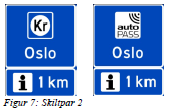 Forståelse infotavle (skiltpar 2): Norske (utenlandske) førere 17% (2%) har høy forståelse (begge elementer) av skiltet med Krsymbol, mot 26% (4%) med AutoPASS-symbol 17% sier de ikke forstår hva